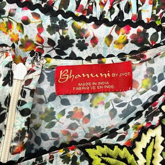 Anthropologie x Bhanuni by Jyoti Libra Embroidered Dress Size XS / S Floral - Picture 9 of 11